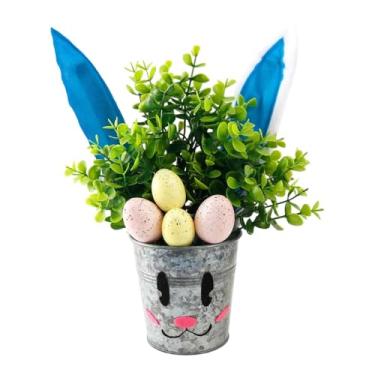 Imagem de Ｂｅｓｇａ Arranjo de mesa com plantas artificiais em vaso para a Páscoa, com orelhas de, para banheiro e lareira.
