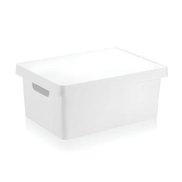 Imagem de Caixa Organizadora 10 Litros Cesto com Tampa - Branca Prático e Funcional para Uso Diário