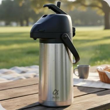 Imagem de Garrafa Térmica Avitherm 1,9L Inox Parede Dupla a Vácuo com Alavanca de Pressão