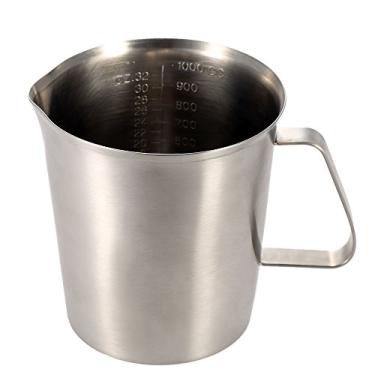 Imagem de 1000ML Jarra de Leite Aço Inoxidável Recipiente Espuma Copa Medidora Ferramenta Cozinha Café com Escala Design Bico Pato