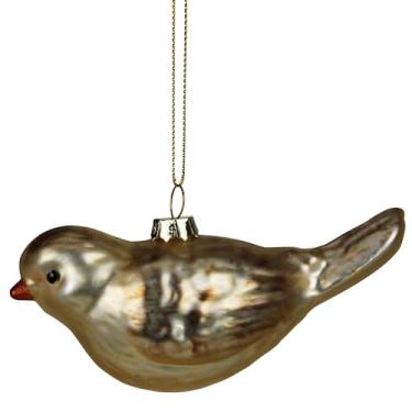 Imagem de HomArt Ornamento de pássaro, 12 cm, vidro, ouro