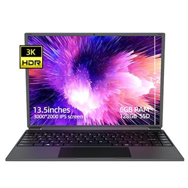 Imagem de Laptop 3K de 13,5 polegadas, 3000 x 2000, gráficos Celeron HD, 6 GB de RAM e SSD W11 de 256 GB, notebook fino e leve, laptop para trabalho e estudantes, computador barato e cinza, WPS