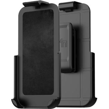 Imagem de Coldre para iPhone 17 (feito para caber na maioria das capas), capa com clipe de cinto catraca Nakedcellphone com trava segura - preta