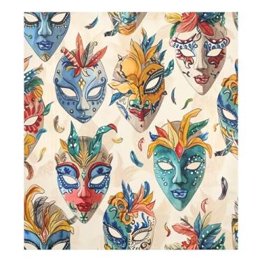 Imagem de Blueangle Capa de ímã de lava-louças padrão de máscaras de carnaval, decoração de capa de lava-louças frontal, adesivos de eletrodomésticos, adesivos de eletrodomésticos, 58 cm C x 66 cm adesivo