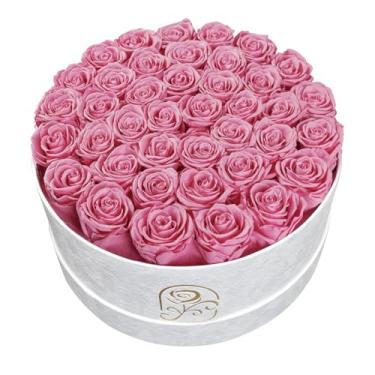 Imagem de Presentes para mulheres, caixa de flores de rosas preservadas, caixa de veludo de luxo com 40 rosas, flores preservadas, presente romântico para ela, esposa, namorada, aniversário, aniversário, Natal