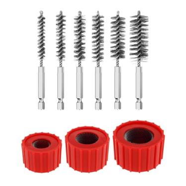 Imagem de Baoblaze Kit de limpeza de tubos de cobre de 1/2", 3/4" e 1", escova de limpeza de tubos com escova de arame de polimento eficiente para, 6 Escovas