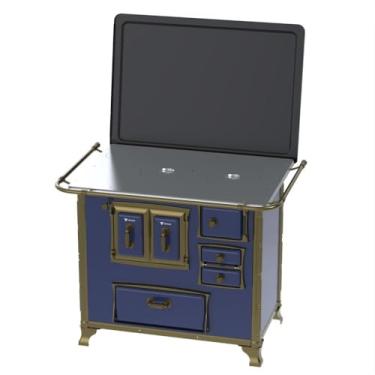 Imagem de Fogão a Lenha N 2 Renaissance Chapa de Aluminio Azul Saida Esquerda