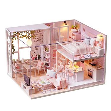 Imagem de Kit de Casinha Boneca Loft em Miniatura DIY Casa Madeira 3D Realista com Luzes LED e Caixa Música