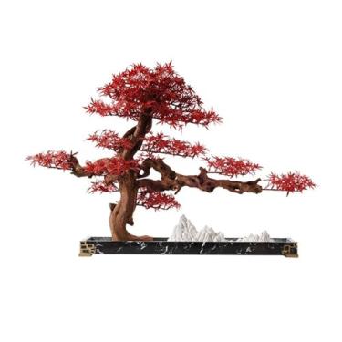 Imagem de Plantas falsas simulação zen ornamentos de folha de bordo vermelho estudo entrada escritório mesa de café bonsai ornamentos decorações de luxo decoração