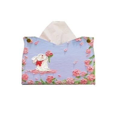 Imagem de x3anggyt5 Capa de caixa de lenços de papel colorido pintura a óleo couro PU suporte de lenços de papel de escritório suporte dispensador de guardanapo para escritório em casa suporte de caixa de