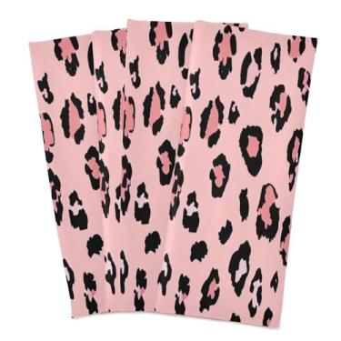 Imagem de Wassud Toalhas de cozinha de leopardo fofas toalhas de prato de cozinha pacote com 4 panos de prato macios com laço para pendurar toalha de mão super absorvente de secagem rápida toalhas de chá de