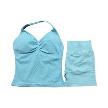 Imagem de Conjunto De Top Sem Costas E Shorts Com Pregas Para Mulheres, Roupas D