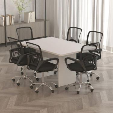 Imagem de Mesa de Reunião para Escritório 136cm MDP Branco Tecnomobili Cor:Branc