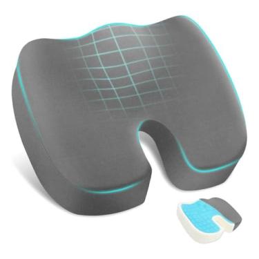 Imagem de Almofada Ergonômica para Cóccix com Capa Removível Alivia Dor Apoia a Coluna Lombar Ideal Uso no Escritório Carro e Cadeira de Rodas