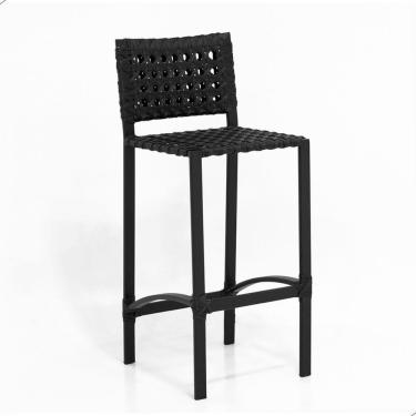 Imagem de Banqueta Fibra E Alumínio De Bar Balcão Bancada Cozinha Preto