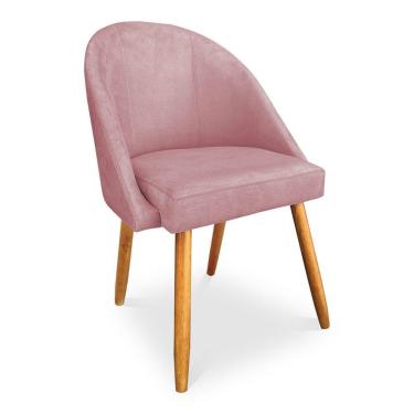 Imagem de Kit 8 Cadeiras De Jantar Bela Veludo Rosê Pés Palito Castanho - Pallazio