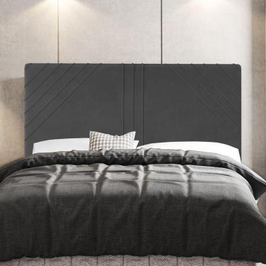 Imagem de Cabeceira Cama Box Casal Lisboa 140Cm Veludo Cinza - Abmaza