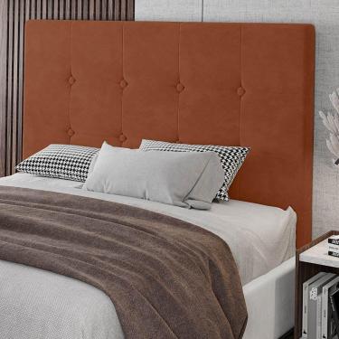 Imagem de Cabeceira Cama Box Casal Queen Size Luana 160cm Veludo Laranja - Abmaza