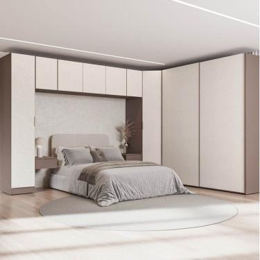 Imagem de Guarda-roupa Modulado de Canto Obliquo 8 Peças com 9 Portas Orion Cabecasa Madeiraoriginals Mocha/Linho