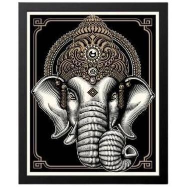 Imagem de Quadro Decorativo Elefante Ganesha Com Vidro 24X18Cm - Quadros On-Line