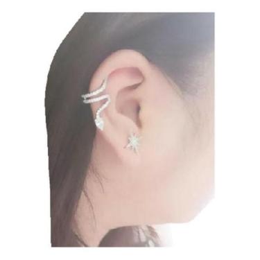 Imagem de Piercing Argola Falso Fake Pressão Pedra Zircôn Lado Direito - De Cast