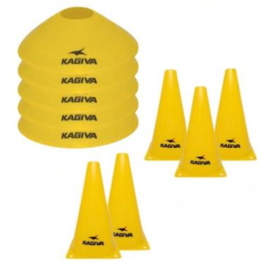Imagem de Kit Futebol Agilidade Kagiva 10 Cones  Chapéu + Tartaruga, Amarelo