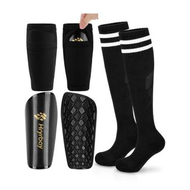 Imagem de Caneleiras infantis de futebol Hryrbay com mangas e meias para criança