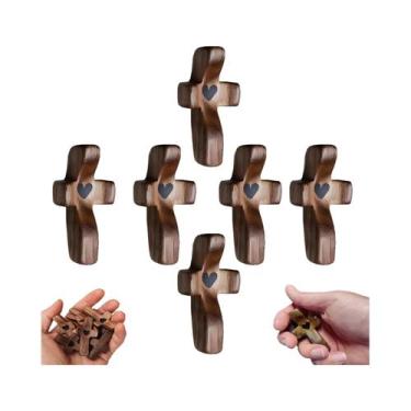 Imagem de Pequena Cruz De Oração De Madeira 6PCS Presente Cristão Portátil Para 