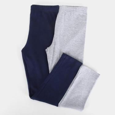 Imagem de Kit Calça Legging Infantil Kely & Kety Básica Menina - 2 Peças, Marinh