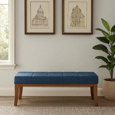 Imagem de Puff para Sala de Estar Linho 140x40cm Lucia Azul