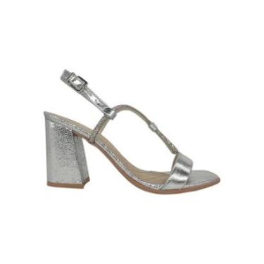 Imagem de Sandália Feminina De Festa Com Strass Salto Alto Bloco Conforto Ramarim 2441201-Feminino