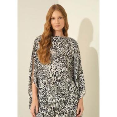 Imagem de Blusa Estampada Com Mangas 3/4 Em Viscose-Feminino