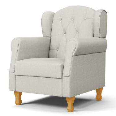 Imagem de Poltrona De Amamentação Com Pés De Madeira Letícia Linho Off White - Phoenix