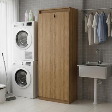 Imagem de Armário Multiuso Lavanderia Com 2 Portas Chave 60cm Multimóveis Cr30050 Amêndoa