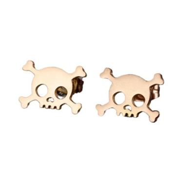 Imagem de Brincos Masculinos De Caveira Vazada Em Aço Inoxidável - Joias Da Moda
