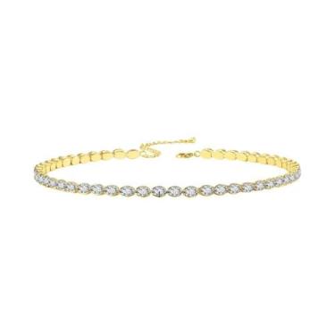 Imagem de Colar Choker Oval De Cristal Dourado Para Mulheres, Joias De Moda Para