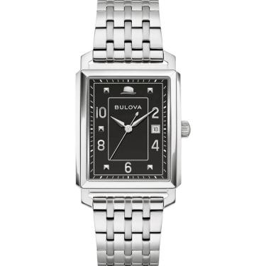 Imagem de Relógio Bulova Masculino Ref: 96b442 Retangular Prateado Sinatra