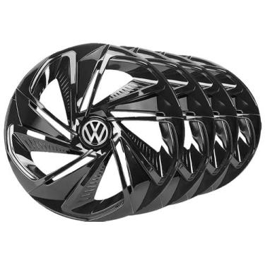 Imagem de Jogo 4 Calota Nitro Black Aro 14 Vw Fox Crossfox Spacefox - Elitte