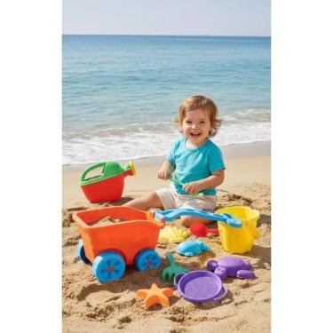 Imagem de 2x Carriola Praia Criança Kit Acessórios Areia Divertida - Congratulat