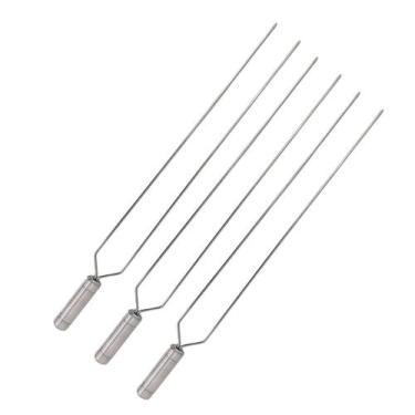 Imagem de 3x Espeto Duplo Inox 50cm Cabo Revestido Alumínio Churrasco - INOX LAU