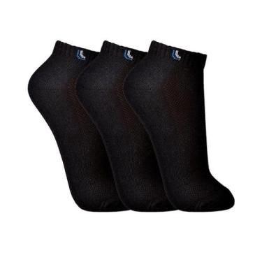 Imagem de Kit 3 Pares Meia Lupo Soquete Algodão Academia 3225, Preto, G