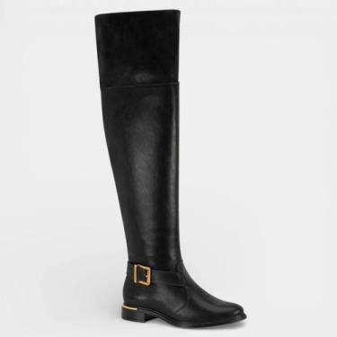 Imagem de Bota Montaria Vizzano Fivela Cano Alto Feminina - Preto - 35, 35