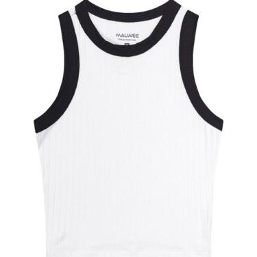 Imagem de Regata Long Cropped Malwee 1000113554 Feminina Canelada Viscose T. P/X