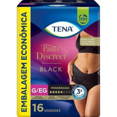 Imagem de Roupa Íntima Descartável Tena Pants Discreet Feminino G/EG Preta Absor