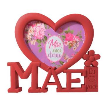 Imagem de Porta Retrato Mãe com Moldura de Coração - Vermelho - 1 unidade - Rizz