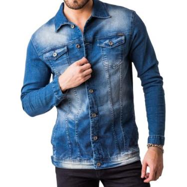 Imagem de Jaqueta Masculina Jeans Estonada Azul Zune, G, Azul
