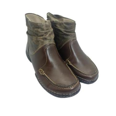 Imagem de Bota Feminina Cano Curto Em Couro Marrom Conforte - SAPATOS E CORES/J.