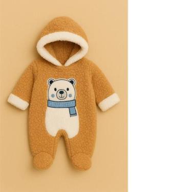 Imagem de Macacão ted bebê quentinho inverno - Moleka Sapeka, Caramelo, P