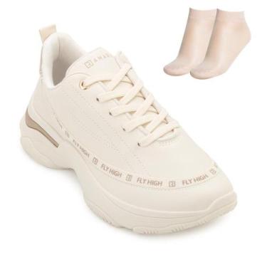 Imagem de Tênis Casual Ramarim e Meia RM25-257, 35, Bege