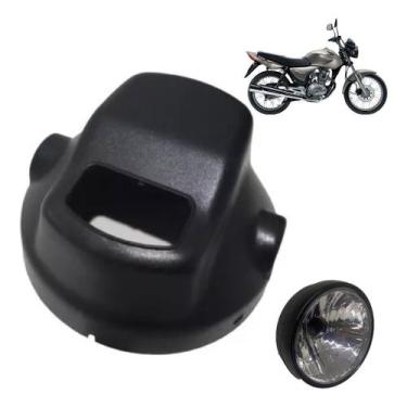 Imagem de Carcaça Farol Moto Cg 150 Titan 2004 A 2008 Fan 2000 A 2013 Preto - Jo